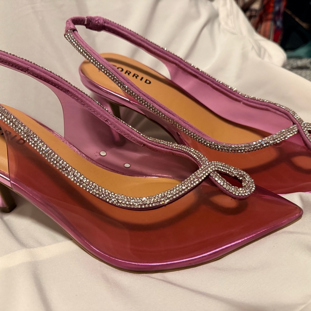 Torrid Burgundy Slingback Heels with Rhinestone Detail (10 wide) - Picture 7 of 9